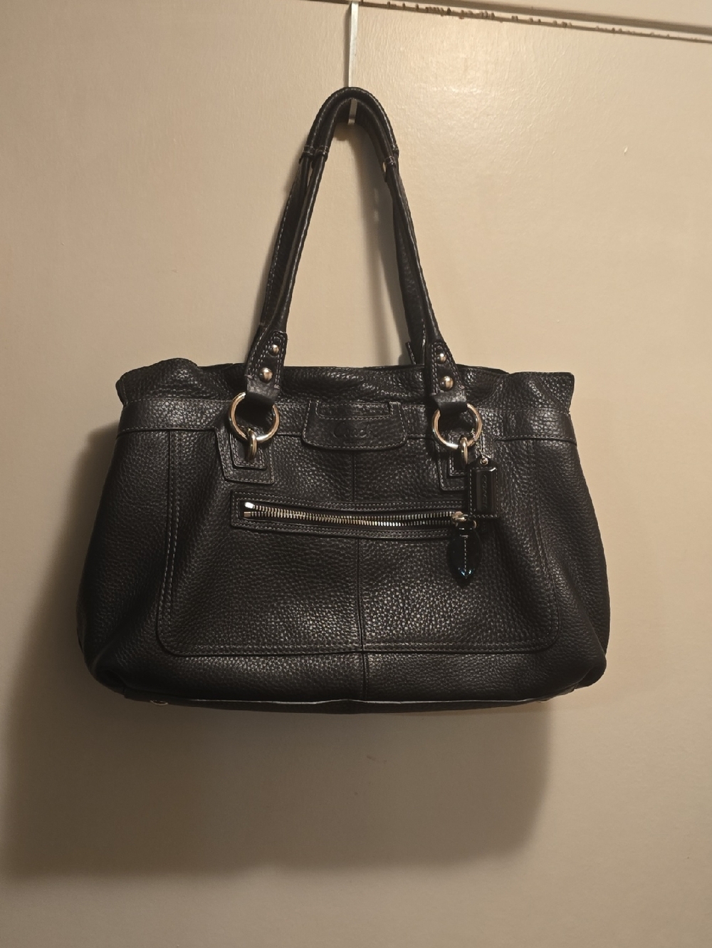 Coach Black Pebbled Leather Shoulder Bag